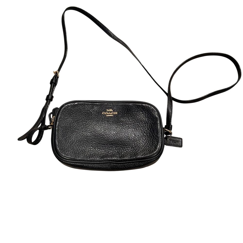 Coach Black Leather Cross Body Mini Purse